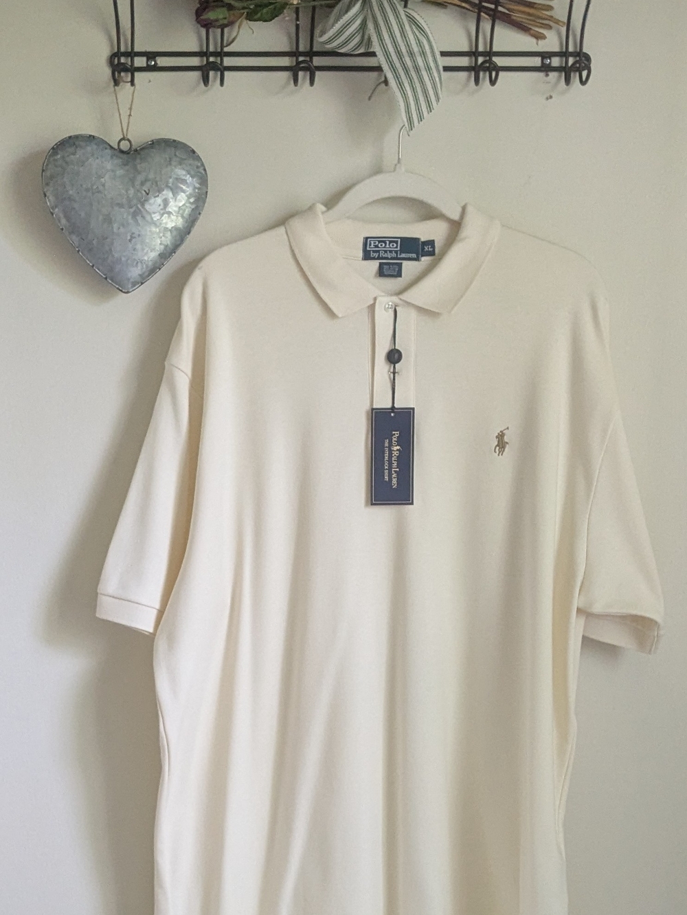 Ralph Lauren Men’s Cream Polo Shirt with Embroidered Pony